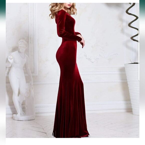 NWT TPonline Velvet Mermaid Prom Dress Long Evening Party Dress - Picture 14 of 15